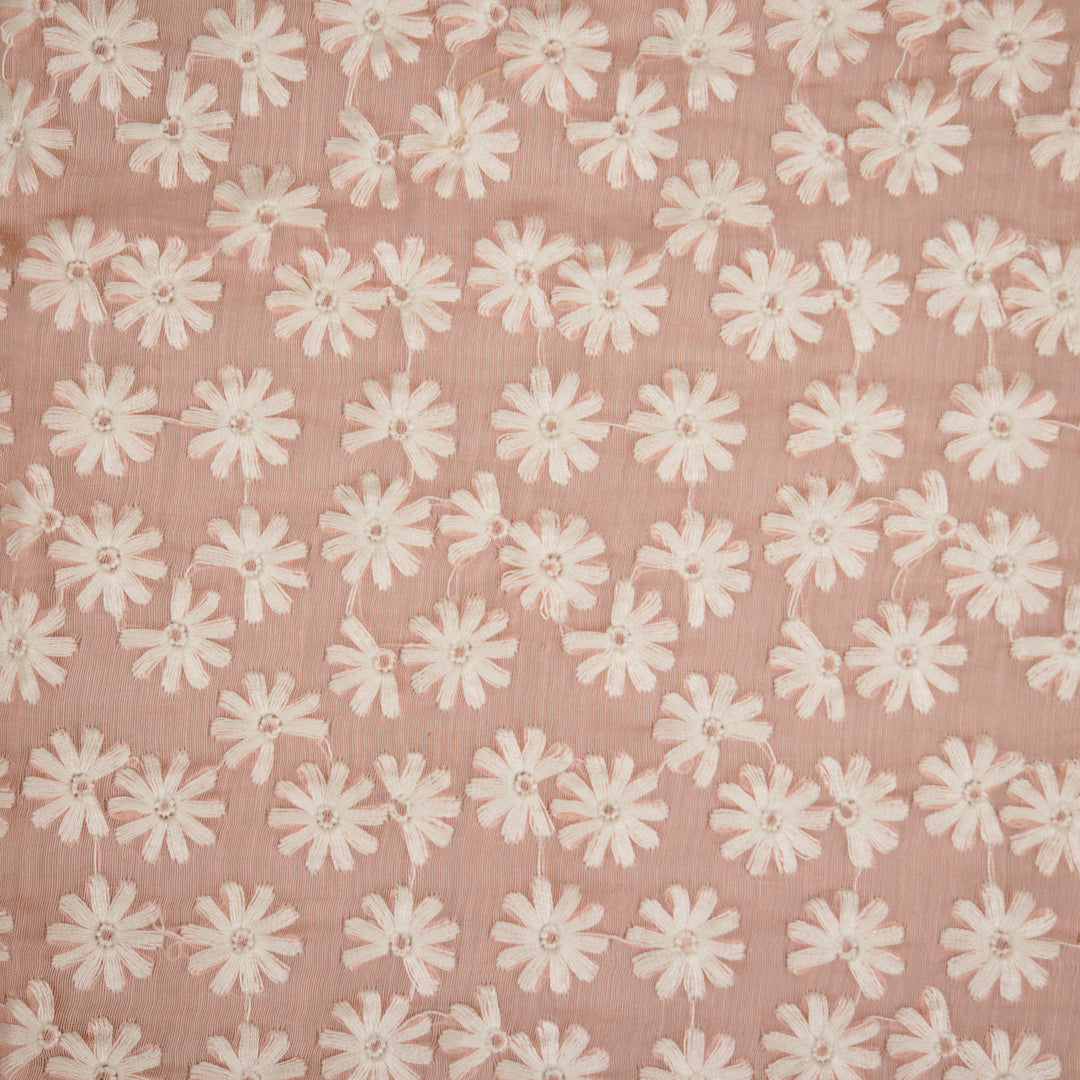 Ruhin Buti on Light Peach Cotton Silk Embroidered Fabric