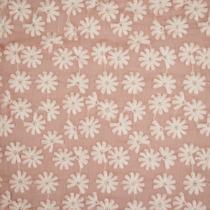 Ruhin Buti on Light Peach Cotton Silk Embroidered Fabric