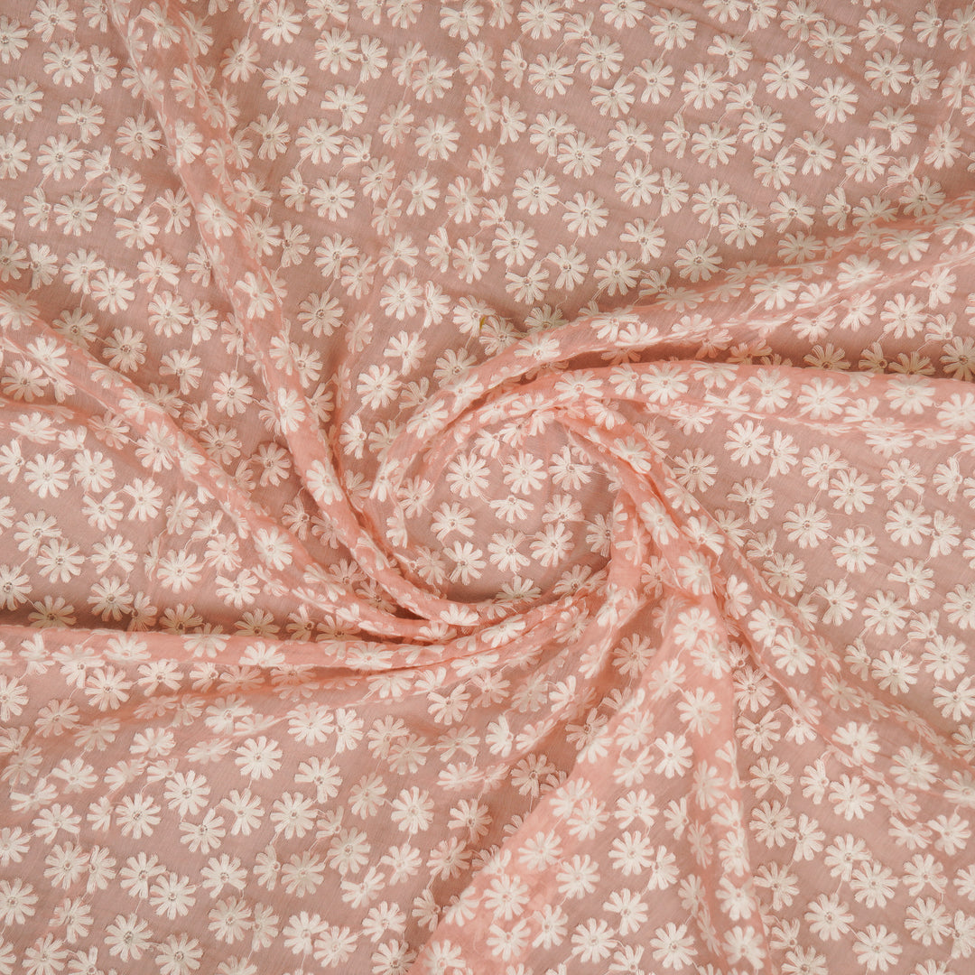 Ruhin Buti on Light Peach Cotton Silk Embroidered Fabric