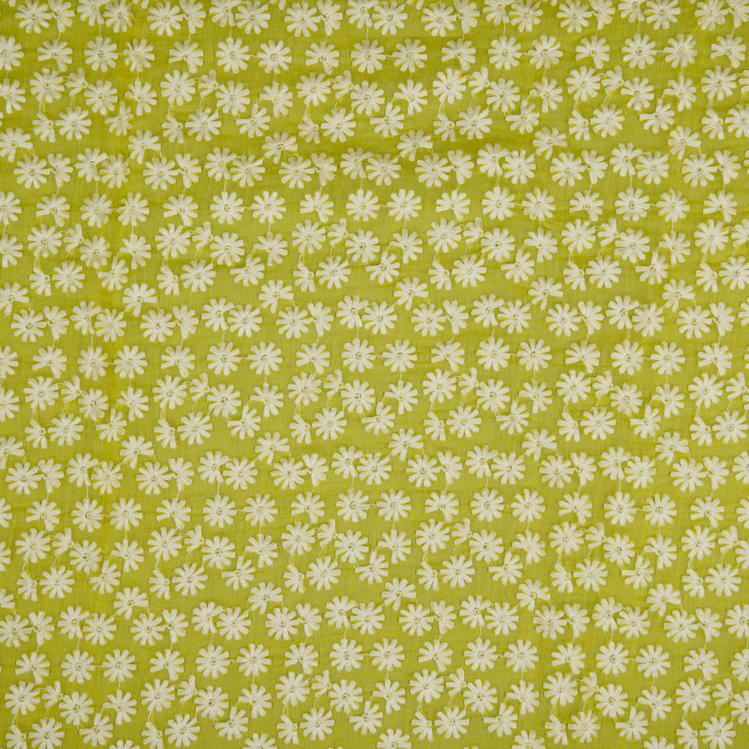 Ruhin Buti on Lemon Cotton Silk Embroidered Fabric