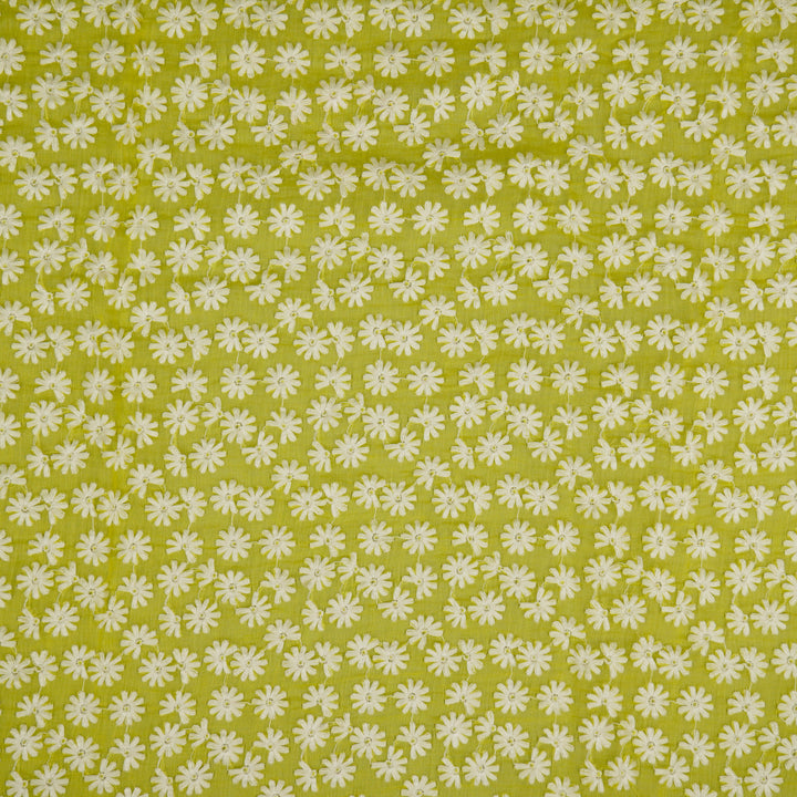 Ruhin Buti on Lemon Cotton Silk Embroidered Fabric