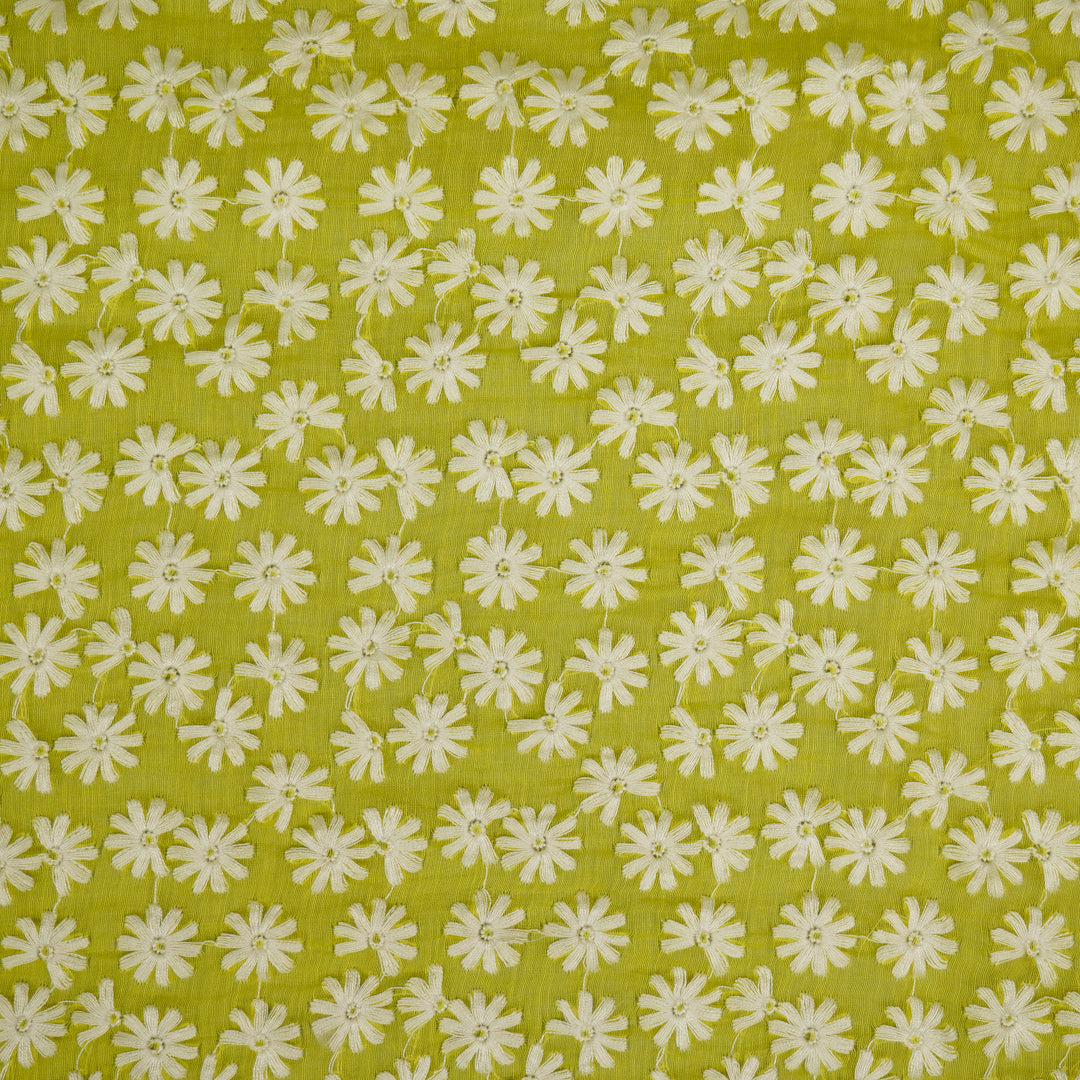 Ruhin Buti on Lemon Cotton Silk Embroidered Fabric