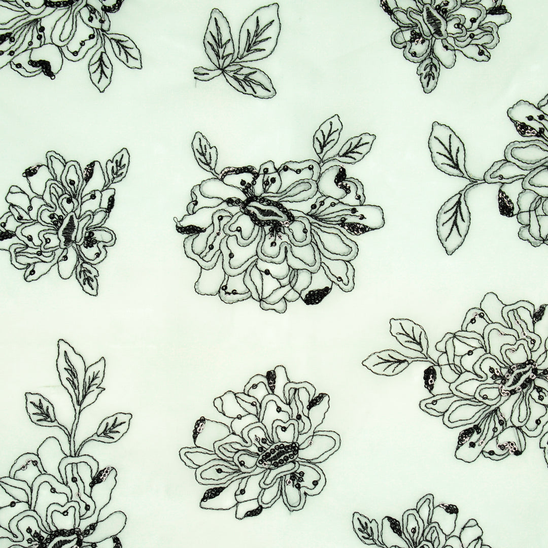 Eshaal Floral Buta On Light Aqua Semi Organza