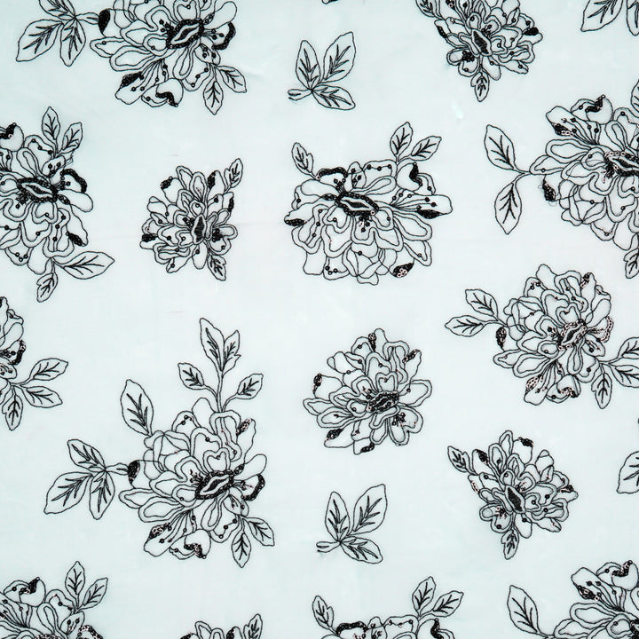 Eshaal Floral Buta On Sky Blue Semi Organza