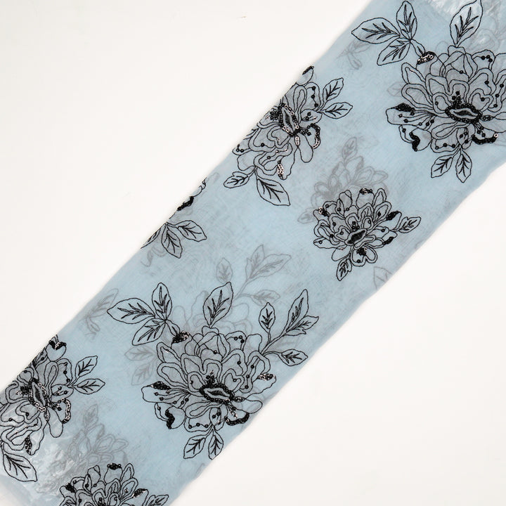 Eshaal Floral Buta On Sky Blue Semi Organza