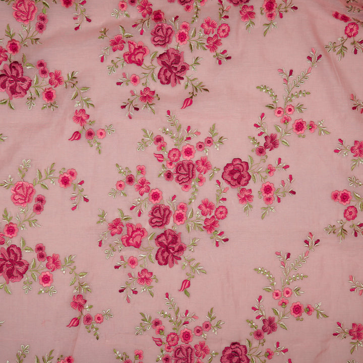 Naazgul Jaal on Light Pink Cotton Silk Embroidered Fabric