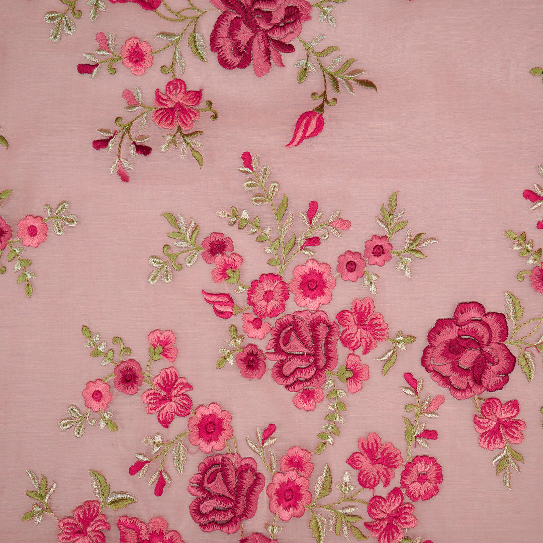 Naazgul Jaal on Light Pink Cotton Silk Embroidered Fabric