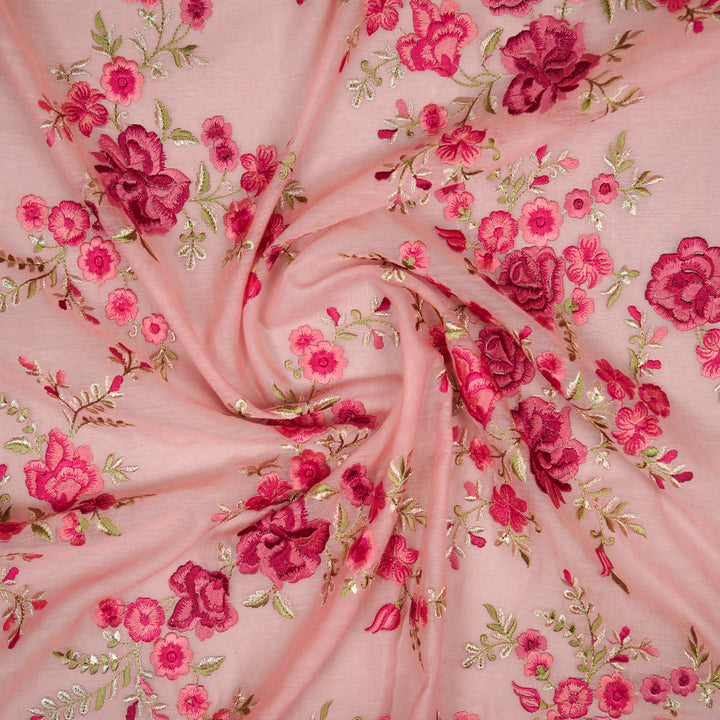 Naazgul Jaal on Light Pink Cotton Silk Embroidered Fabric