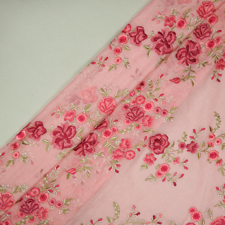 Naazgul Jaal on Light Pink Cotton Silk Embroidered Fabric