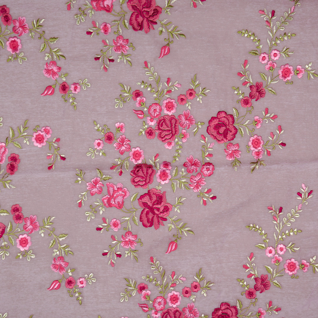 Naazgul Jaal on Mauve Cotton Silk Embroidered Fabric
