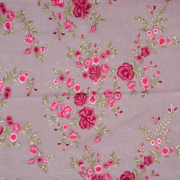 Naazgul Jaal on Mauve Cotton Silk Embroidered Fabric