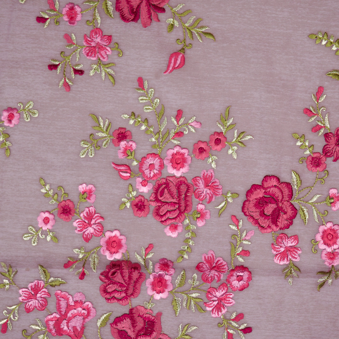 Naazgul Jaal on Mauve Cotton Silk Embroidered Fabric