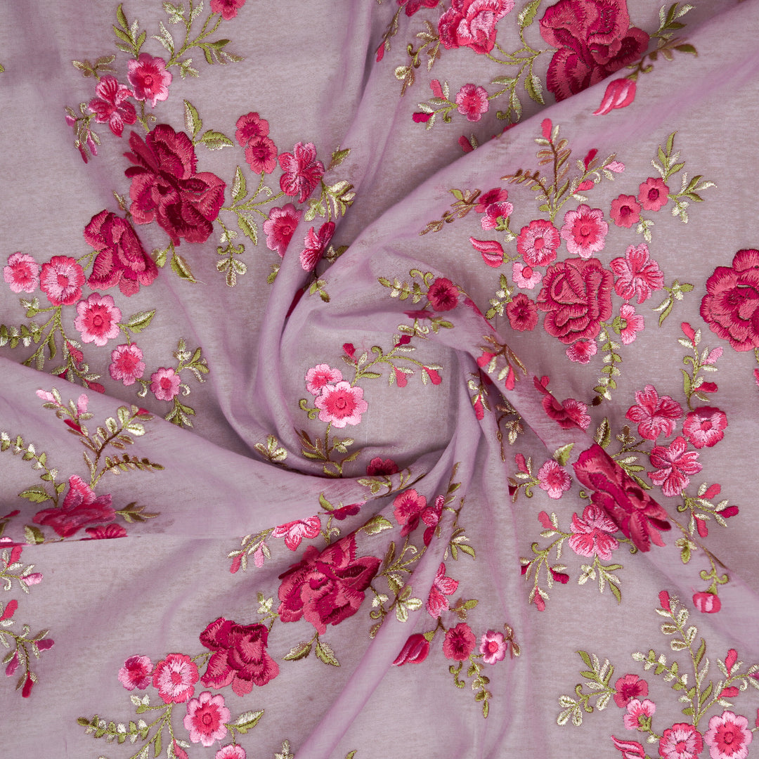 Naazgul Jaal on Mauve Cotton Silk Embroidered Fabric