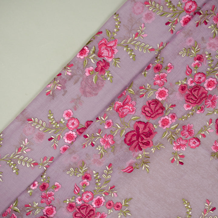 Naazgul Jaal on Mauve Cotton Silk Embroidered Fabric