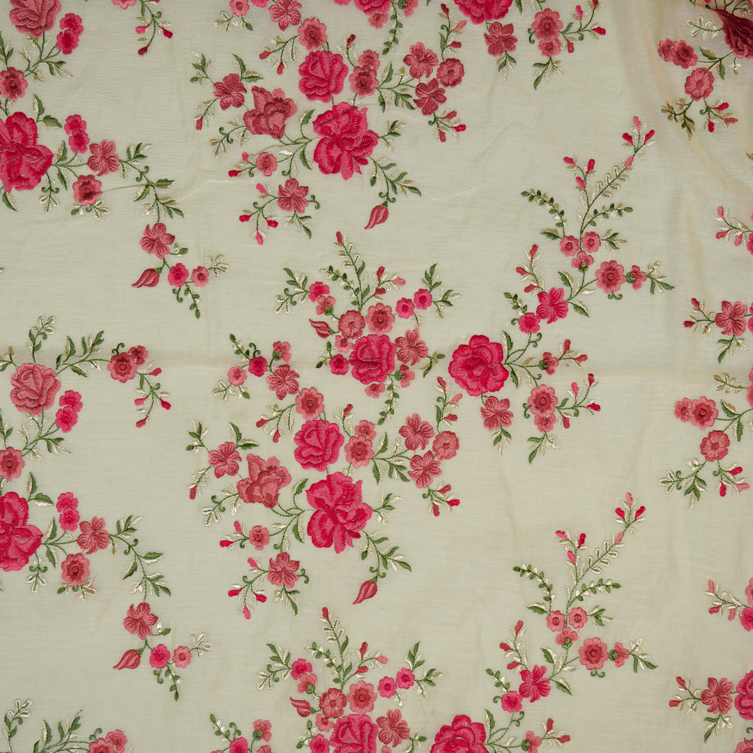 Naazgul Jaal on Cream Cotton Silk Embroidered Fabric