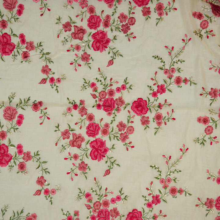 Naazgul Jaal on Cream Cotton Silk Embroidered Fabric