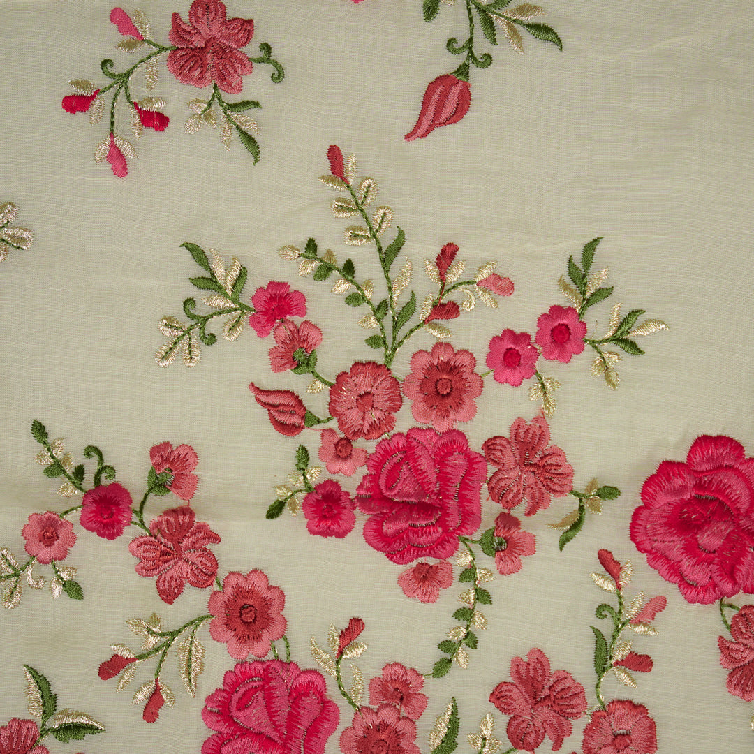 Naazgul Jaal on Cream Cotton Silk Embroidered Fabric