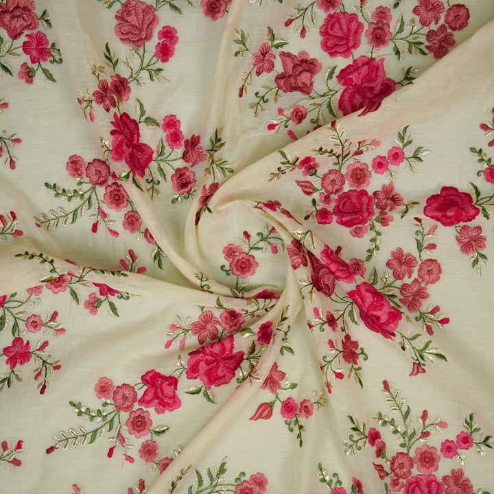 Naazgul Jaal on Cream Cotton Silk Embroidered Fabric