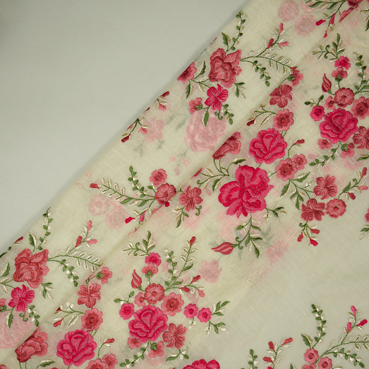 Naazgul Jaal on Cream Cotton Silk Embroidered Fabric
