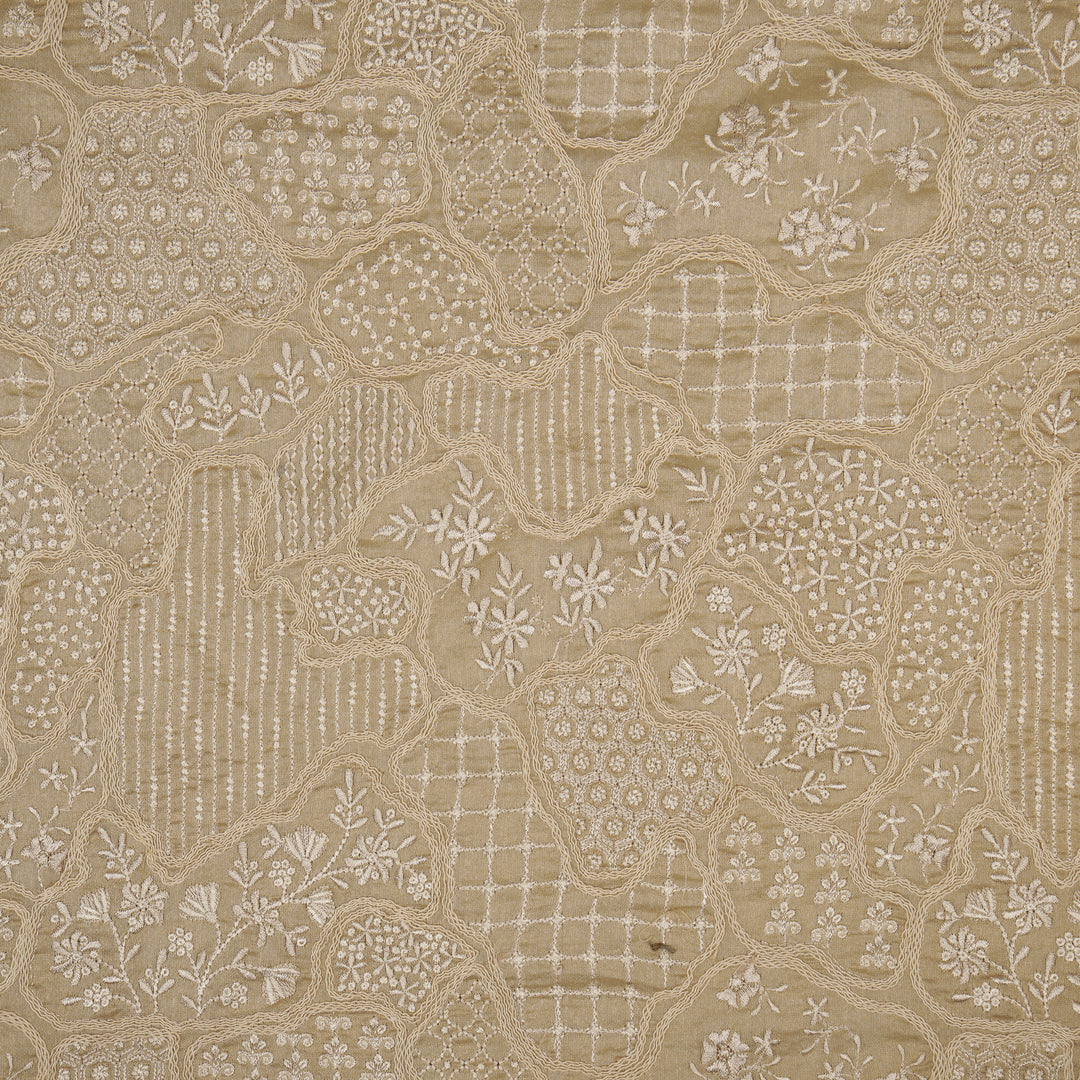 Nayab jaal on Blush Silk Chanderi Embroidered Fabric
