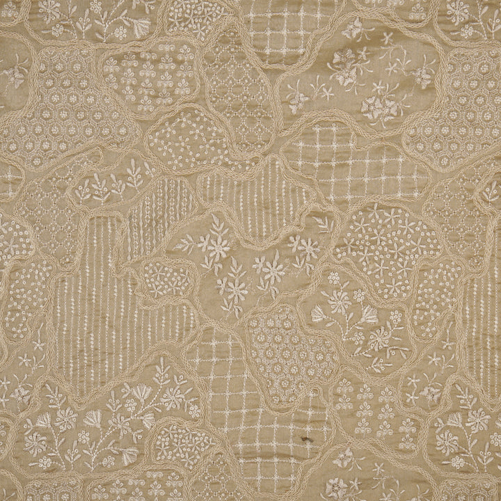 Nayab jaal on Blush Silk Chanderi Embroidered Fabric