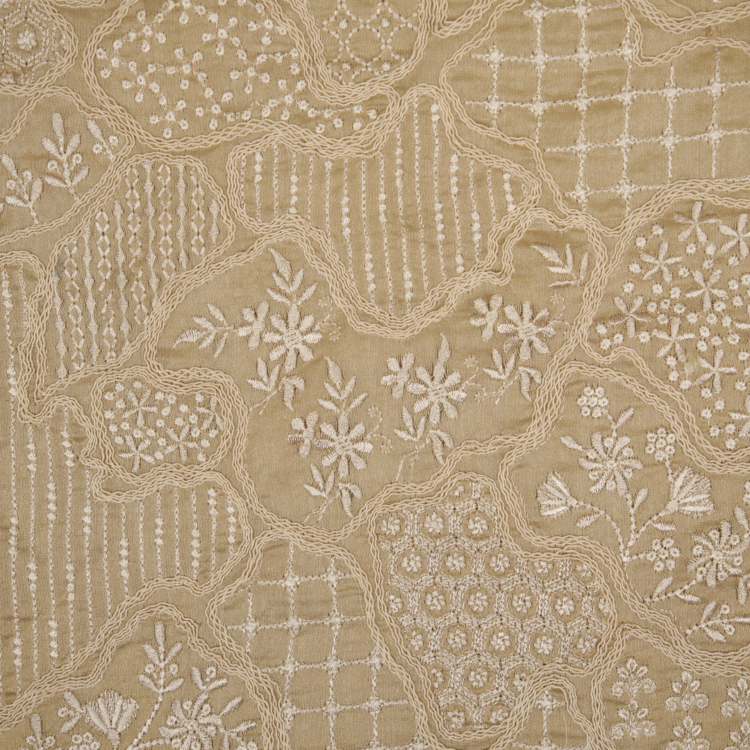 Nayab jaal on Blush Silk Chanderi Embroidered Fabric