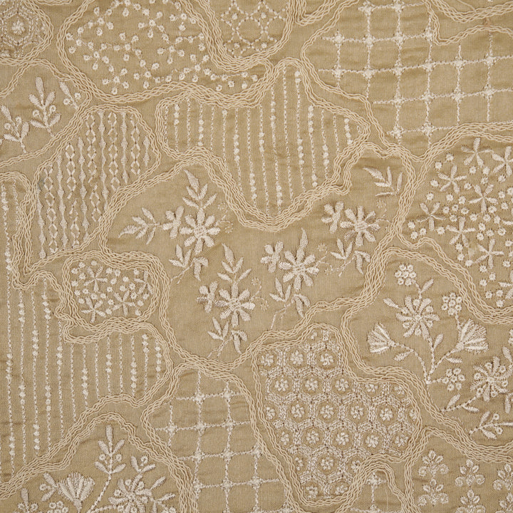 Nayab jaal on Blush Silk Chanderi Embroidered Fabric