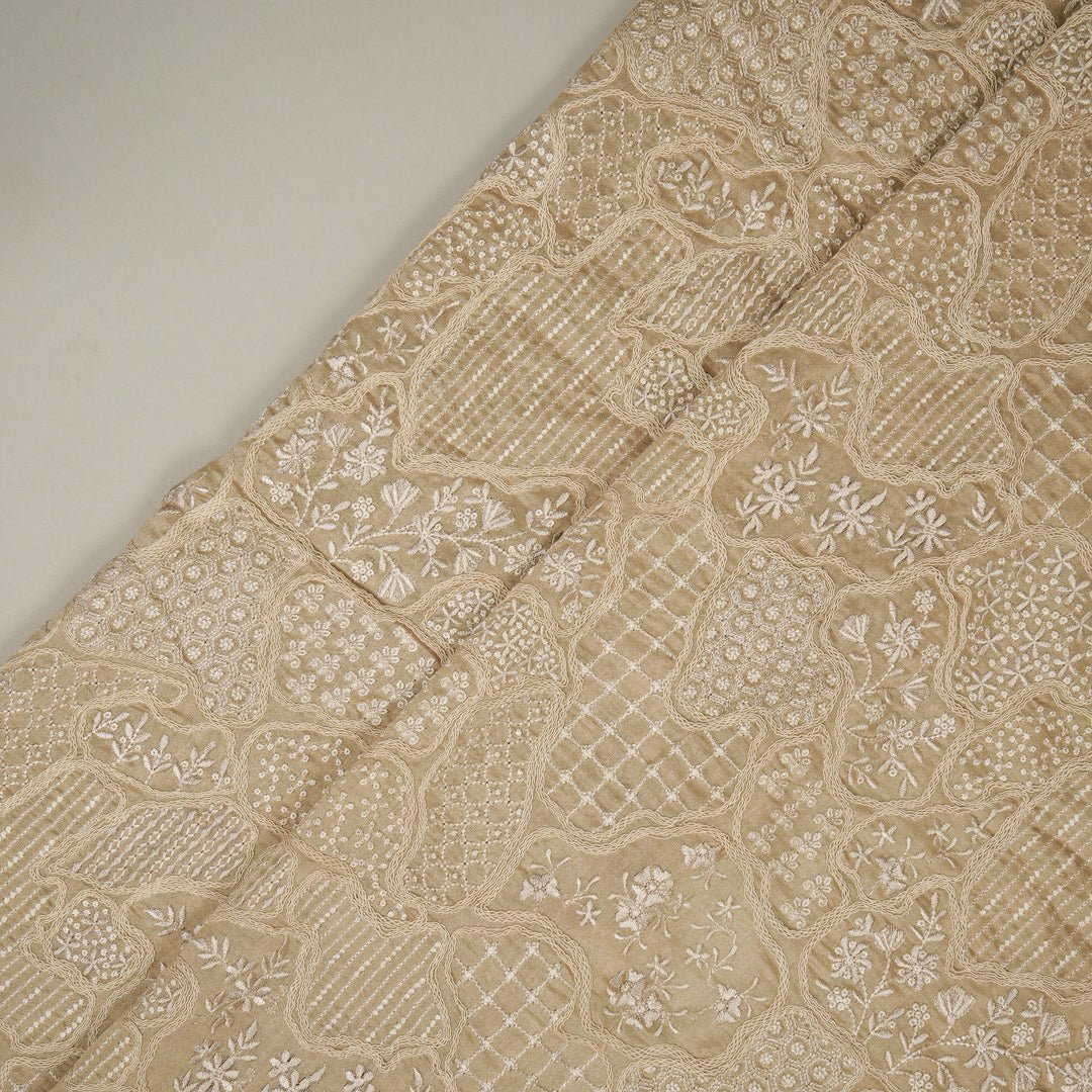 Nayab jaal on Blush Silk Chanderi Embroidered Fabric