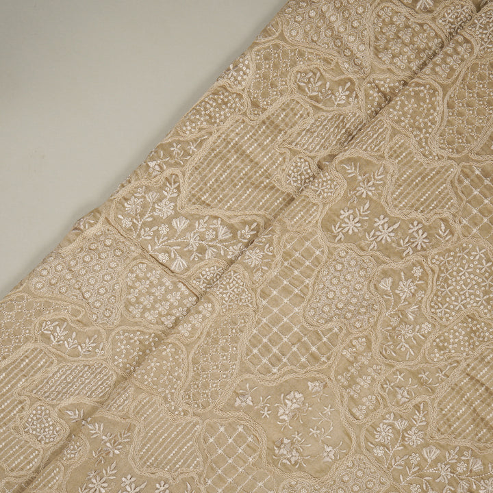 Nayab jaal on Blush Silk Chanderi Embroidered Fabric