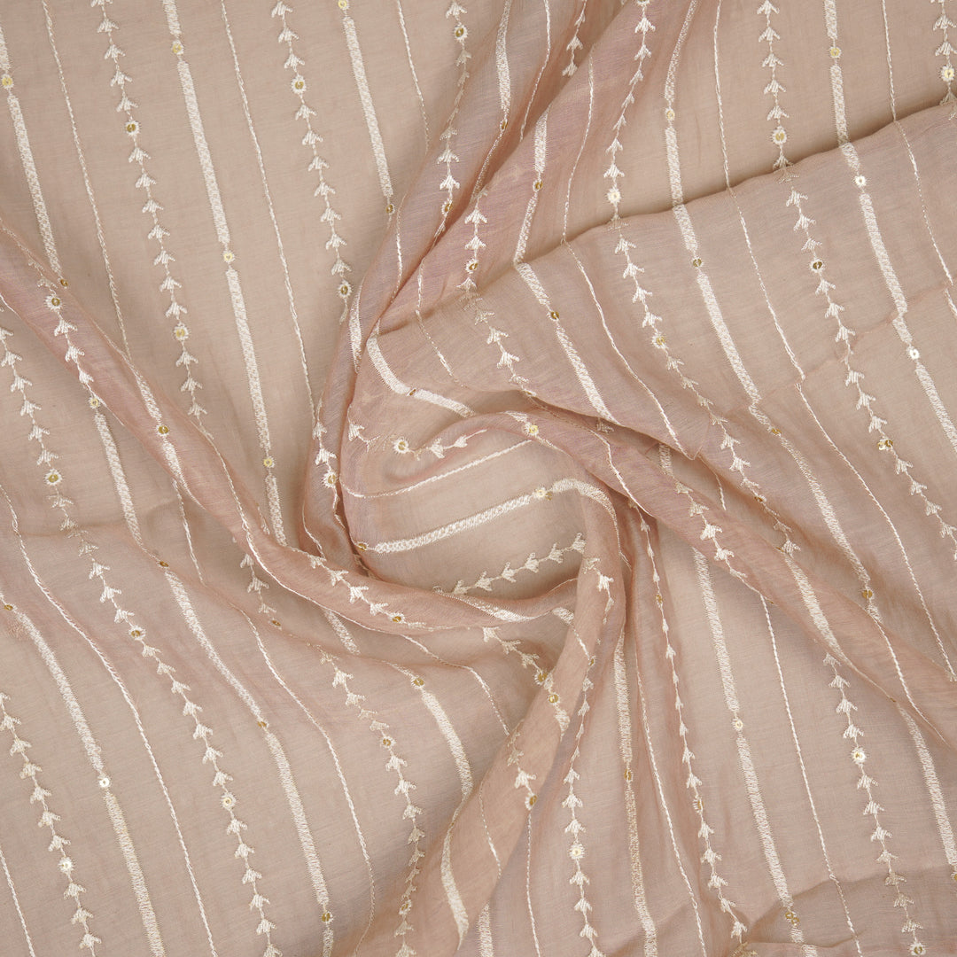Tarang Jaal on Blush Cotton Silk Embroidered Fabric