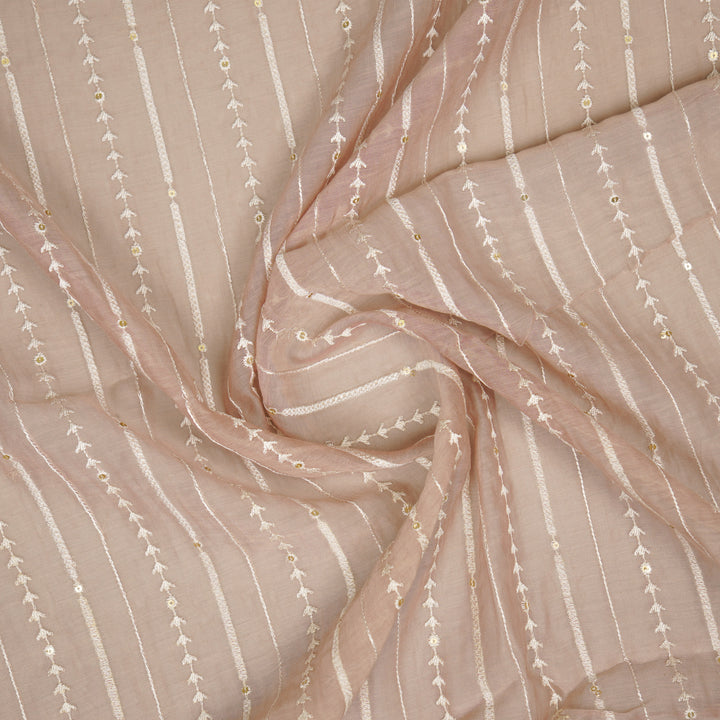 Tarang Jaal on Blush Cotton Silk Embroidered Fabric