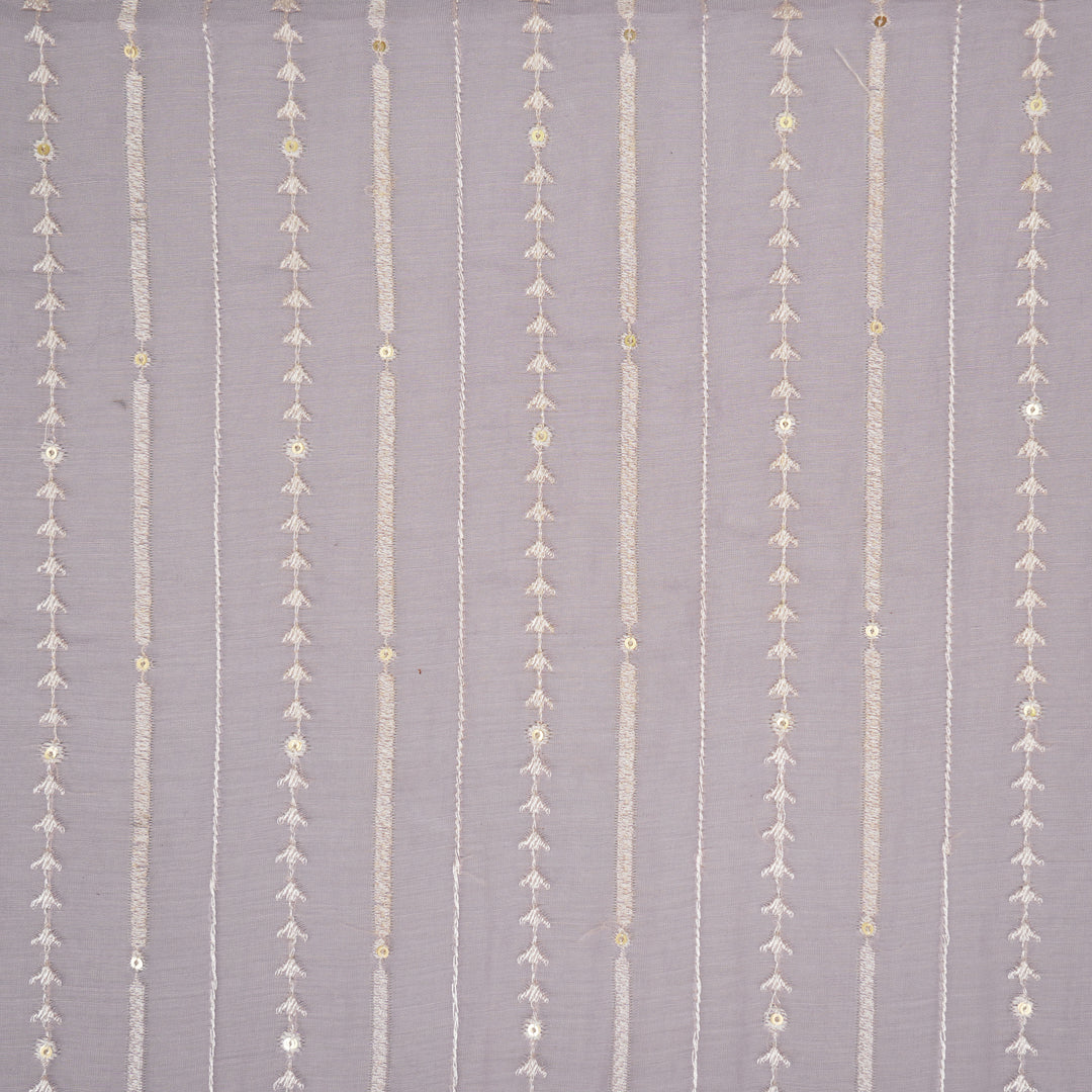 Tarang Jaal on Lilac Cotton Silk Embroidered Fabric