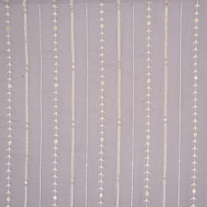 Tarang Jaal on Lilac Cotton Silk Embroidered Fabric