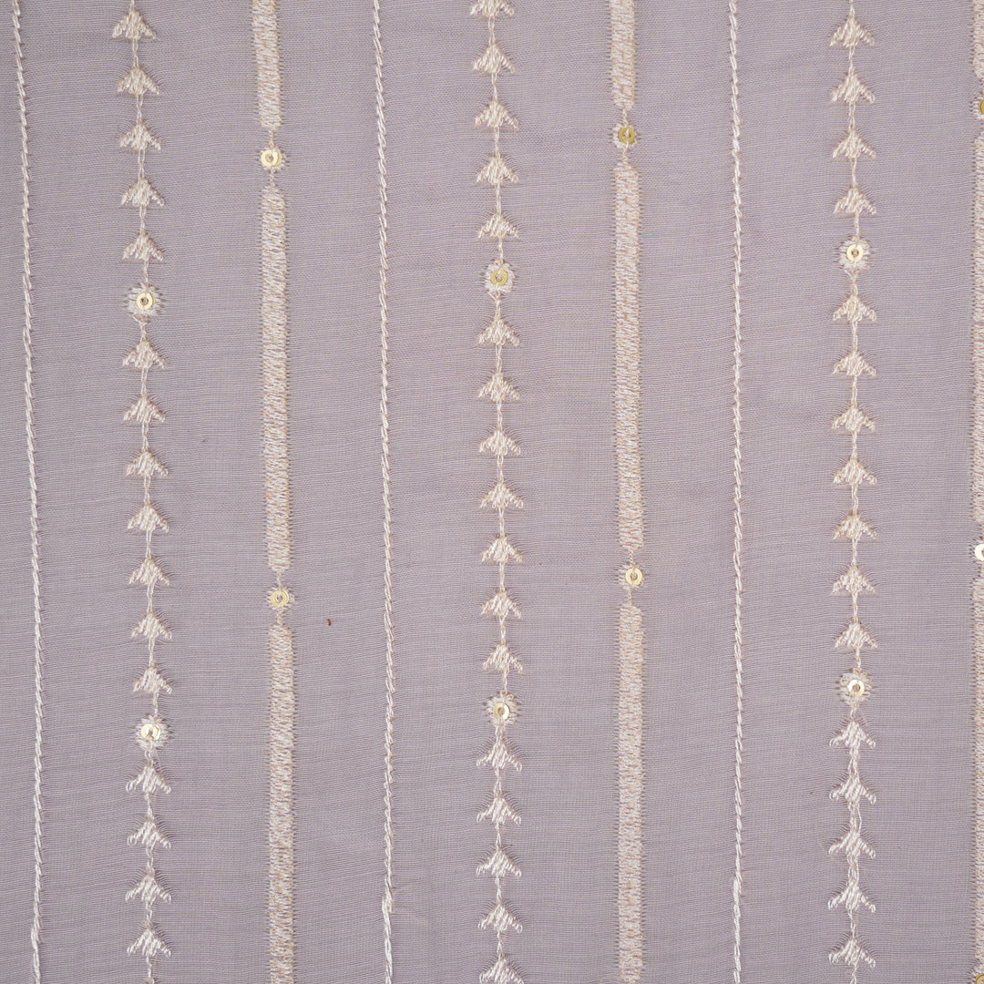 Tarang Jaal on Lilac Cotton Silk Embroidered Fabric