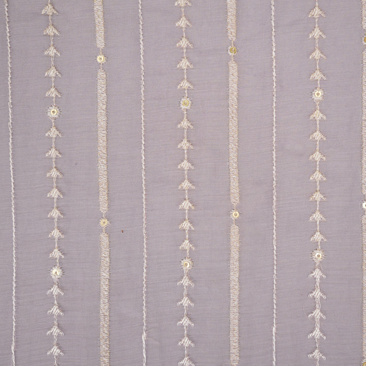 Tarang Jaal on Lilac Cotton Silk Embroidered Fabric