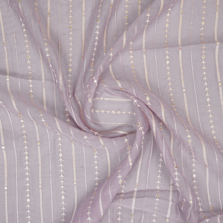 Tarang Jaal on Lilac Cotton Silk Embroidered Fabric