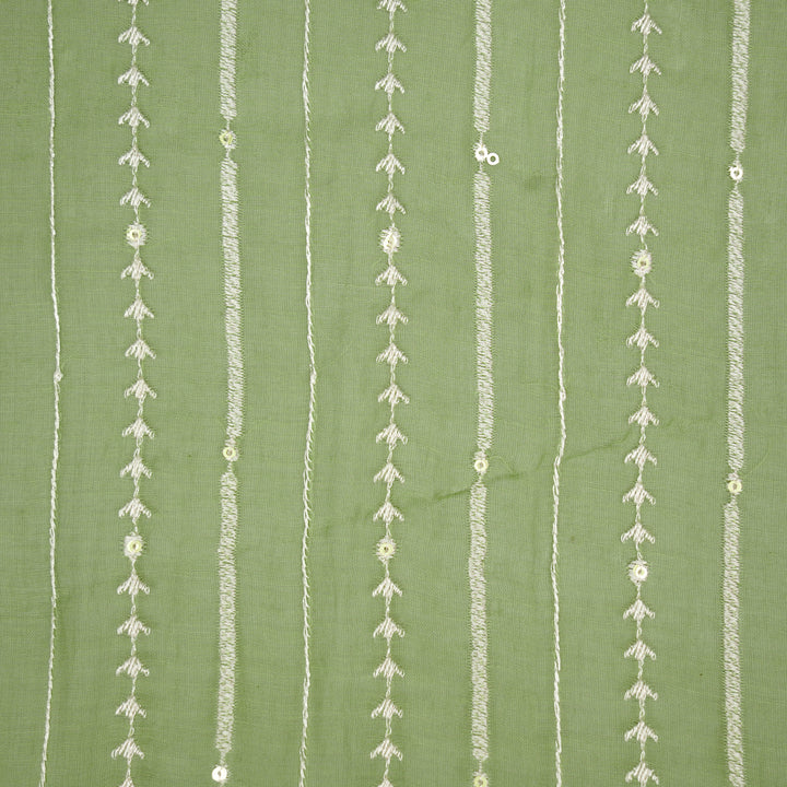 Tarang Jaal on Forest Green Cotton Silk Embroidered Fabric