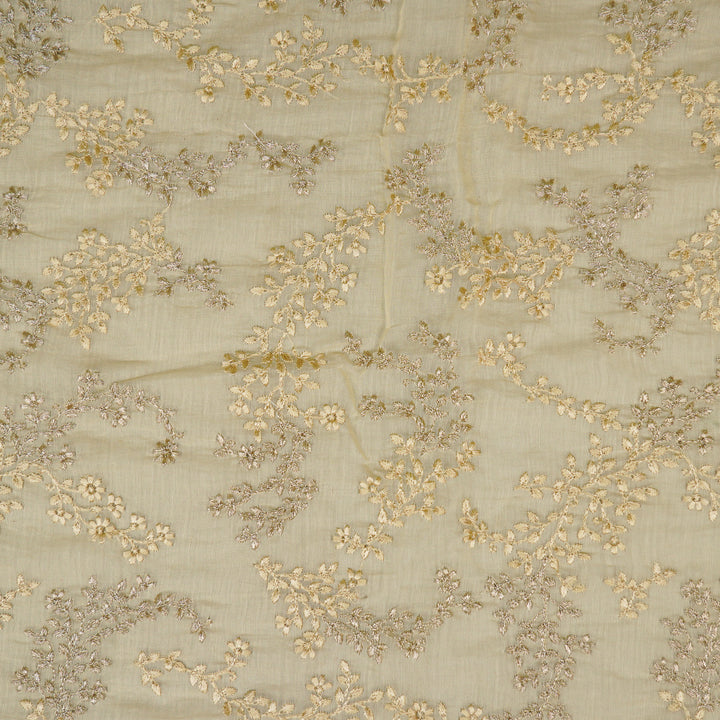 Amoli jaal on Cream Cotton Silk Embroidered Fabric