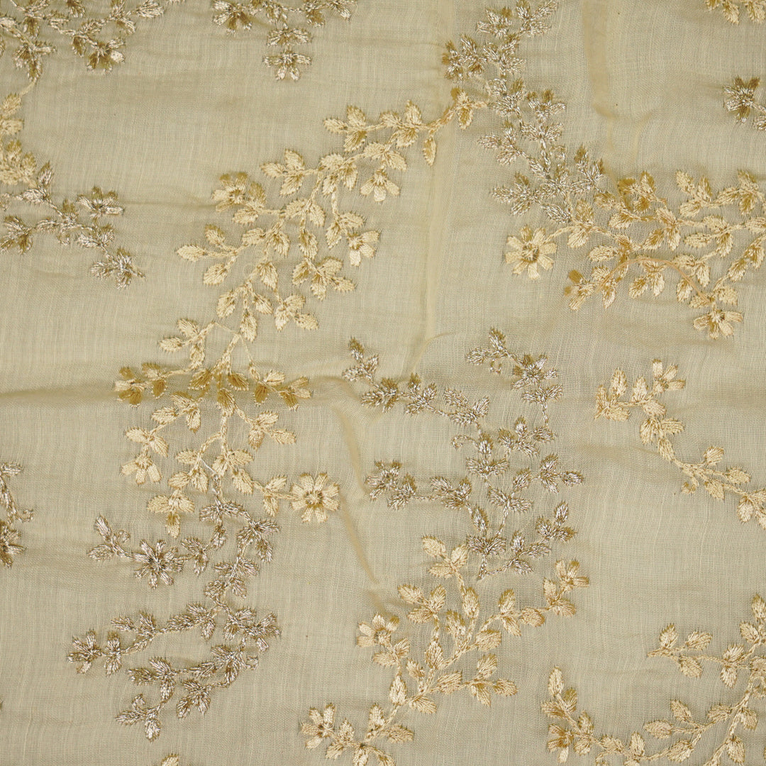 Amoli jaal on Cream Cotton Silk Embroidered Fabric
