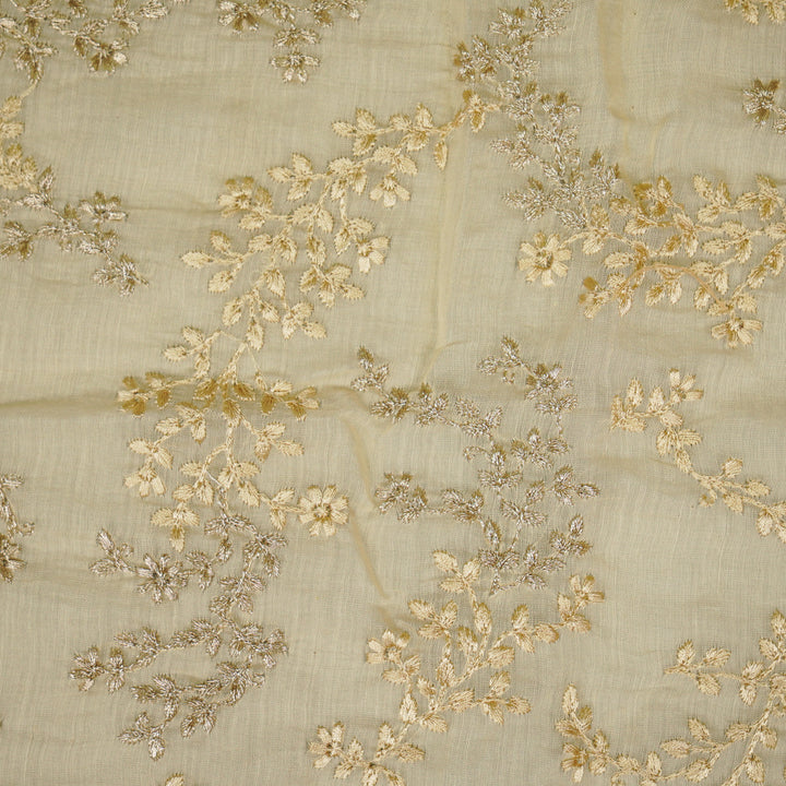 Amoli jaal on Cream Cotton Silk Embroidered Fabric