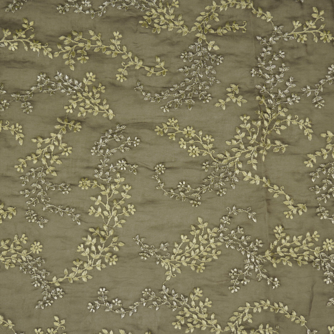 Amoli jaal on Mouse Cotton Silk Embroidered Fabric