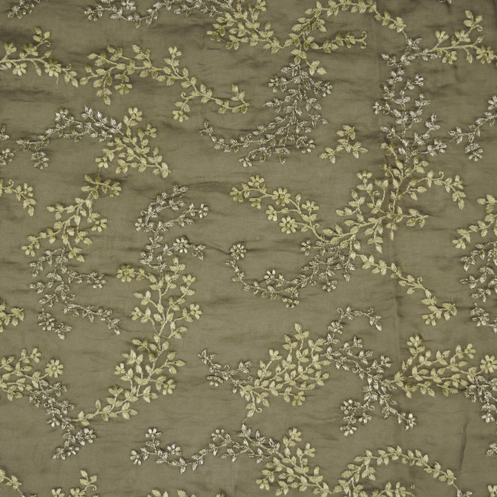 Amoli jaal on Mouse Cotton Silk Embroidered Fabric