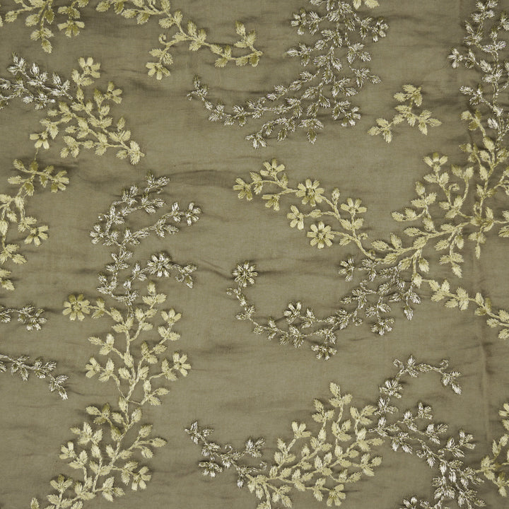 Amoli jaal on Mouse Cotton Silk Embroidered Fabric