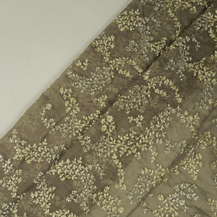 Amoli jaal on Mouse Cotton Silk Embroidered Fabric