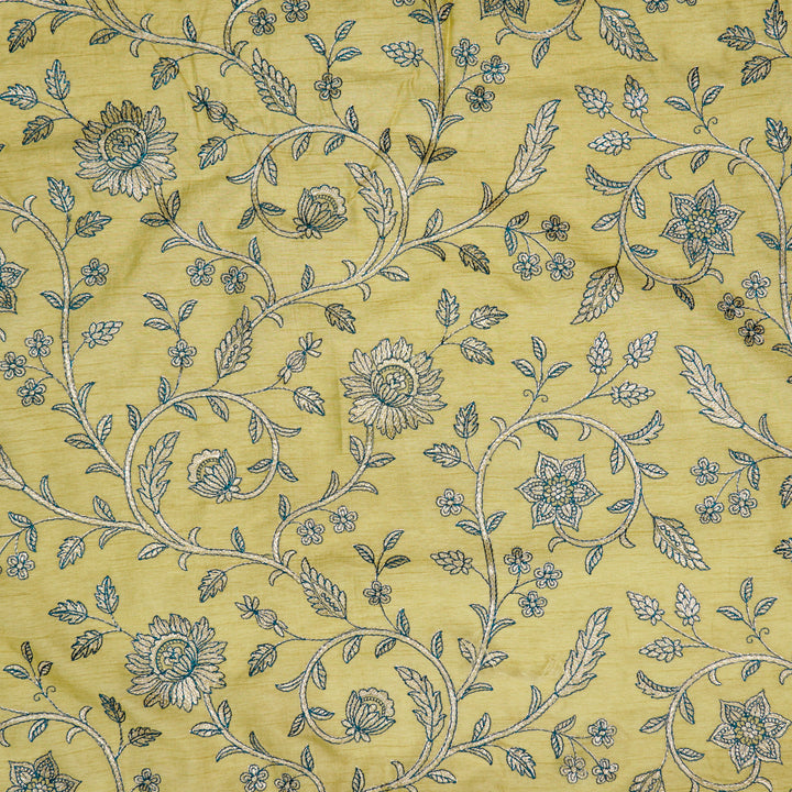 Vrita Jaal on Beige Semi Raw Silk Embroidered Fabric