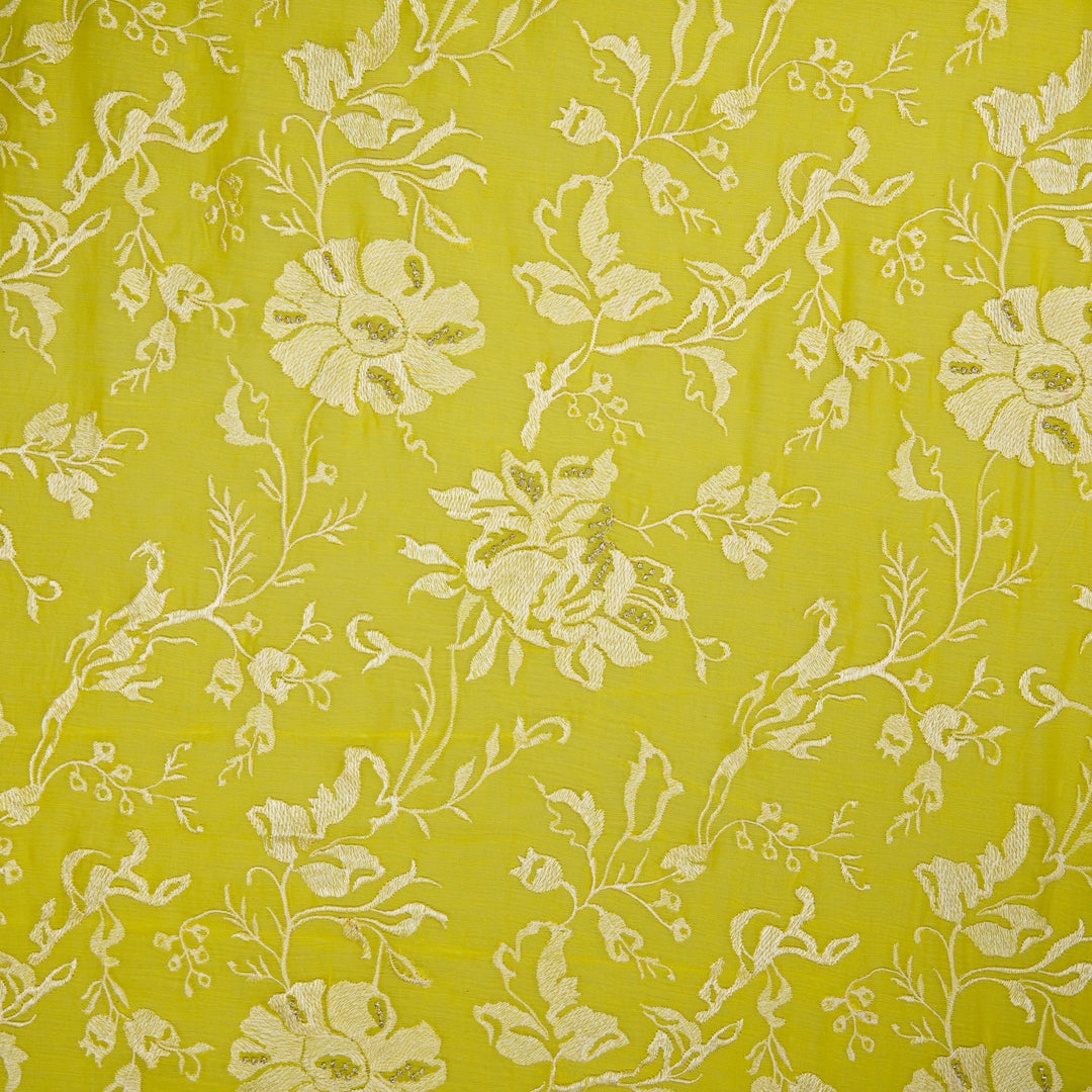 Raveesh Jaal on Lemon Cotton Silk Embroidered Fabric