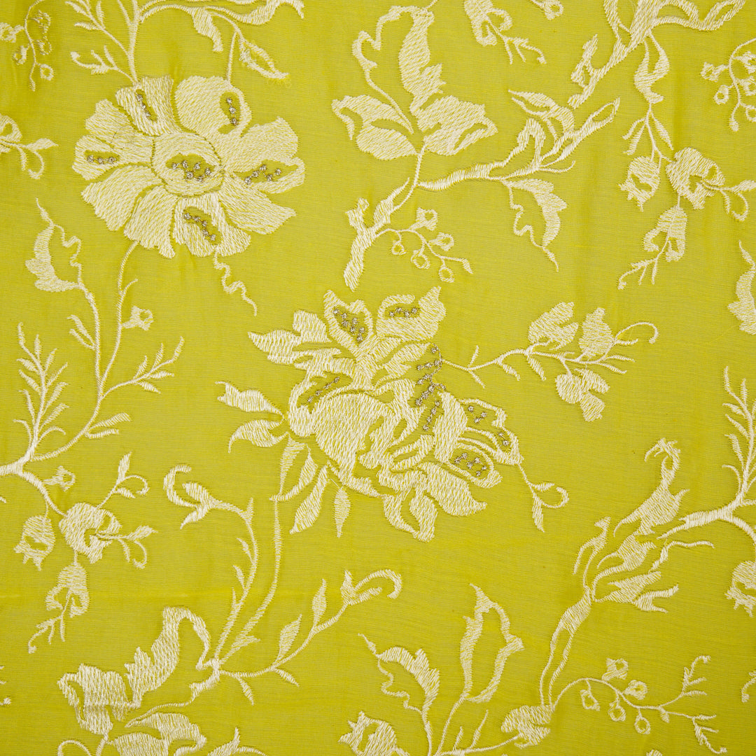Raveesh Jaal on Lemon Cotton Silk Embroidered Fabric