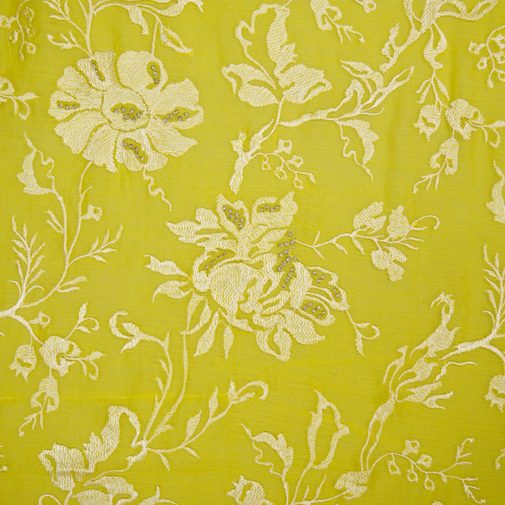 Raveesh Jaal on Lemon Cotton Silk Embroidered Fabric