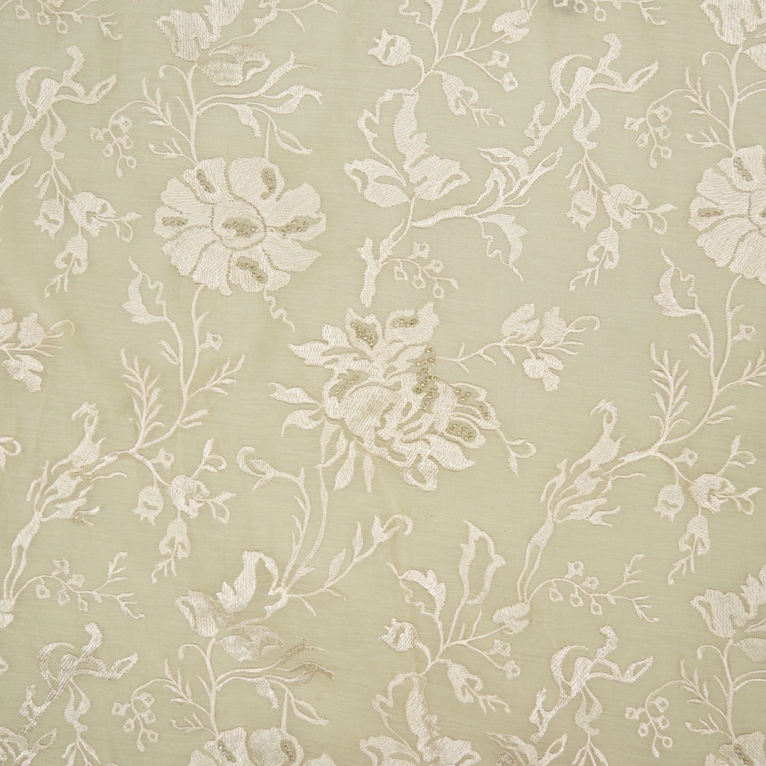 Raveesh Jaal on Cream Cotton Silk Embroidered Fabric