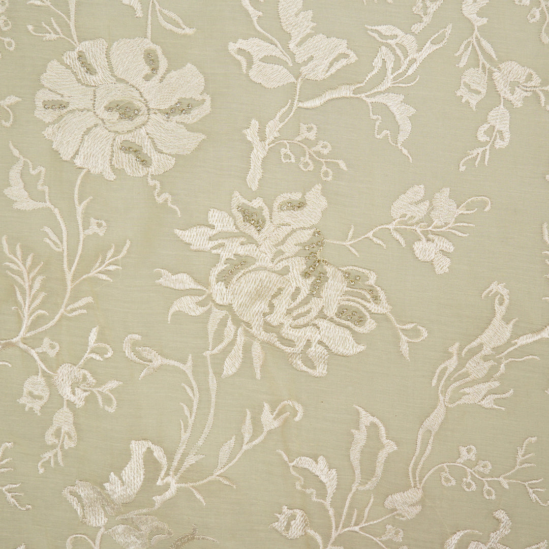 Raveesh Jaal on Cream Cotton Silk Embroidered Fabric